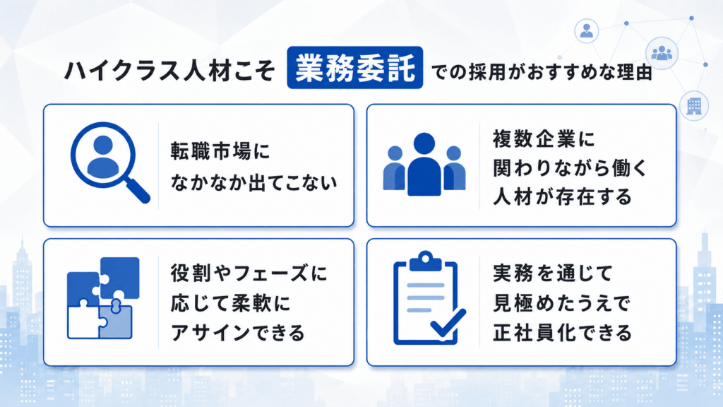 ハイクラス人材こそ業務委託での採用がおすすめな理由