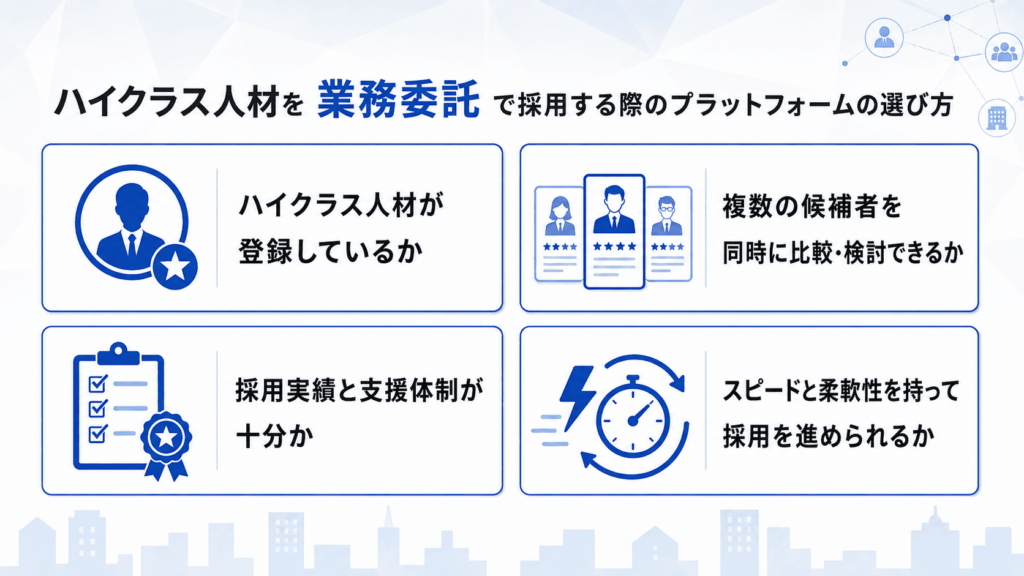 ハイクラス人材を業務委託で採用する際のプラットフォームの選び方
