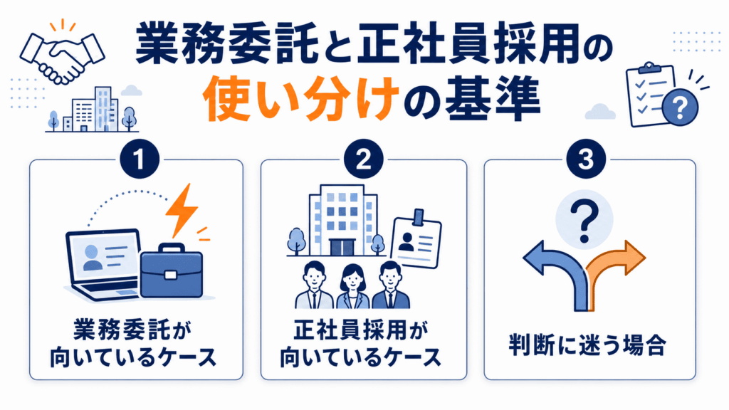 業務委託と正社員採用の使い分けの基準が書かれた画像